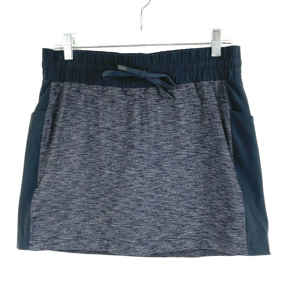 Athleta Skort Size Small Pockets Skirt Drawstring Comfort Waist Black‎ Heather